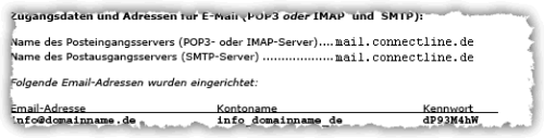 Zugangsdaten E-Mail